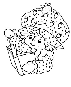 strawberry shortcake reading coloring page