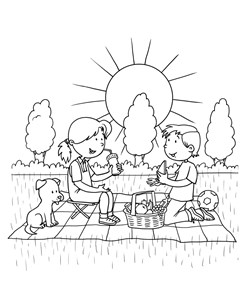 Picnic Coloring Page