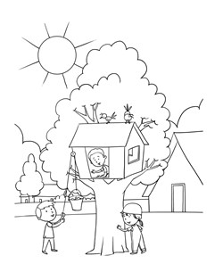 Treehouse Coloring Page