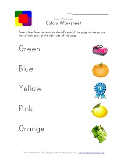 colors matching worksheet