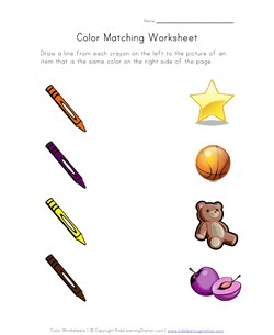 colors matching worksheet
