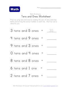 counting tens ones place value worksheet