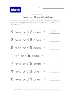 counting tens ones worksheet