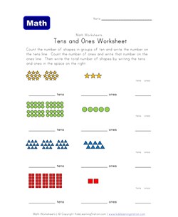 tens ones worksheet shapes