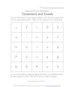 consonants vowels worksheet