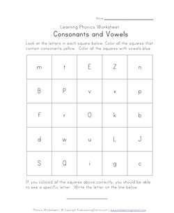 consonants vowels worksheet