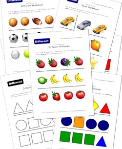 preschool same different worksheets