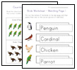 birds worksheets