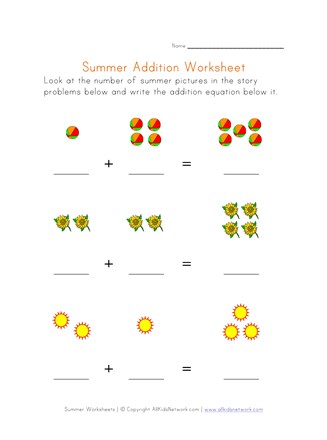 summer addition worksheet