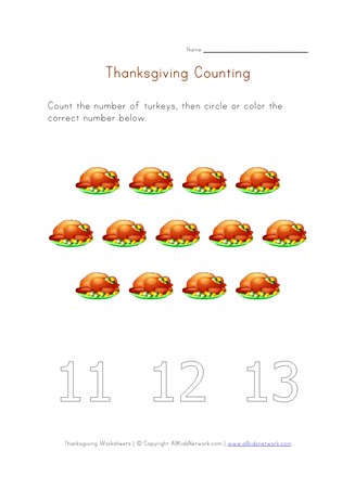 thanksgiving count to thirteen worksheet